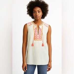 J.Crew Elegant White Embroidered Blouse